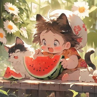 老虎吃瓜头像女孩动漫,老虎与女孩的奇幻冒险